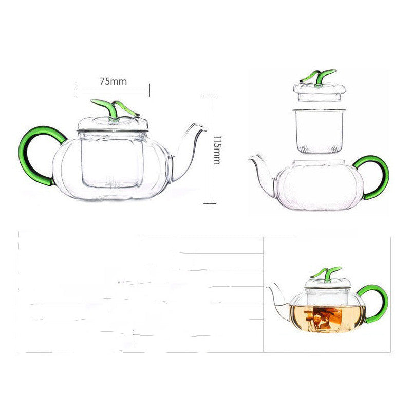 Pumpkin Striped Glass Tea Pot