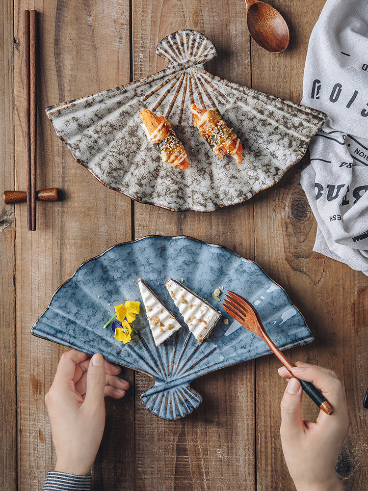 Japanese-style Ceramic Fan-shaped Plate