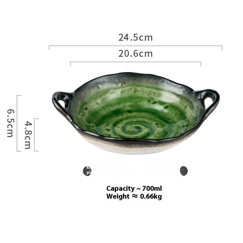 Crackle Glaze Binaural Serving Bowl