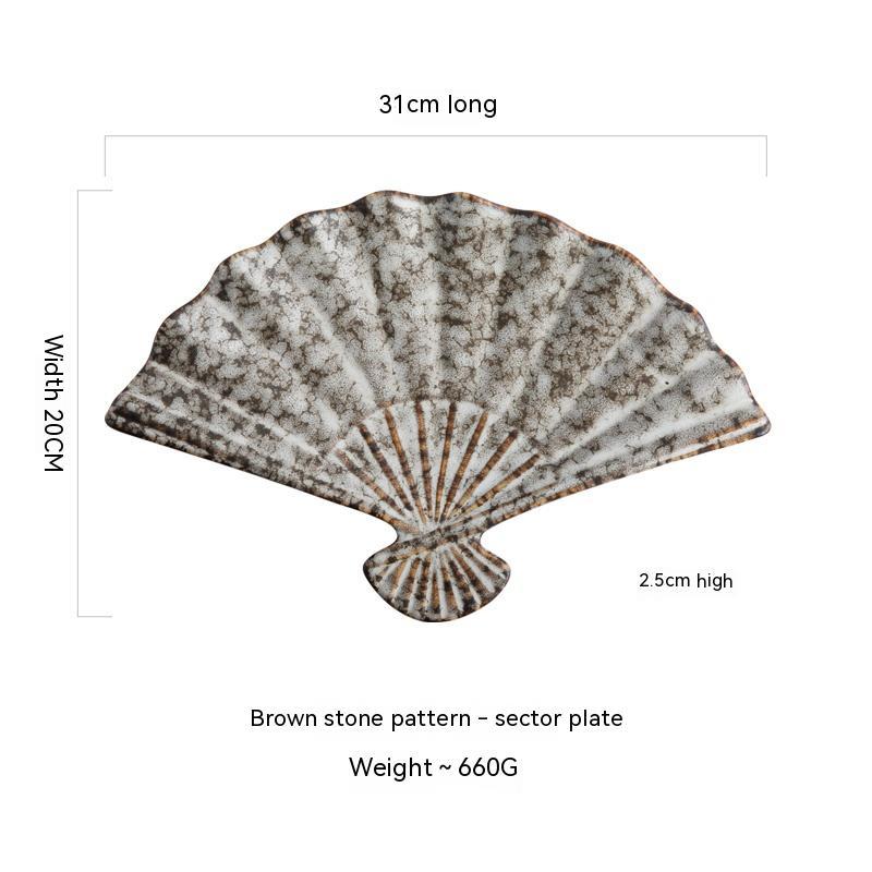 Japanese-style Ceramic Fan-shaped Plate