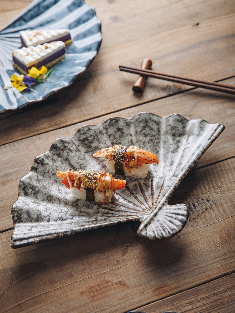 Japanese-style Ceramic Fan-shaped Plate