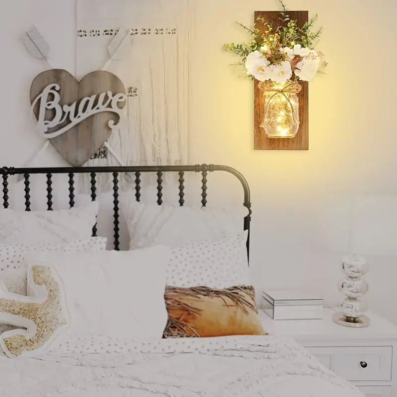 2pcs Set Rustic Wall Decor with LED Fairy Lights