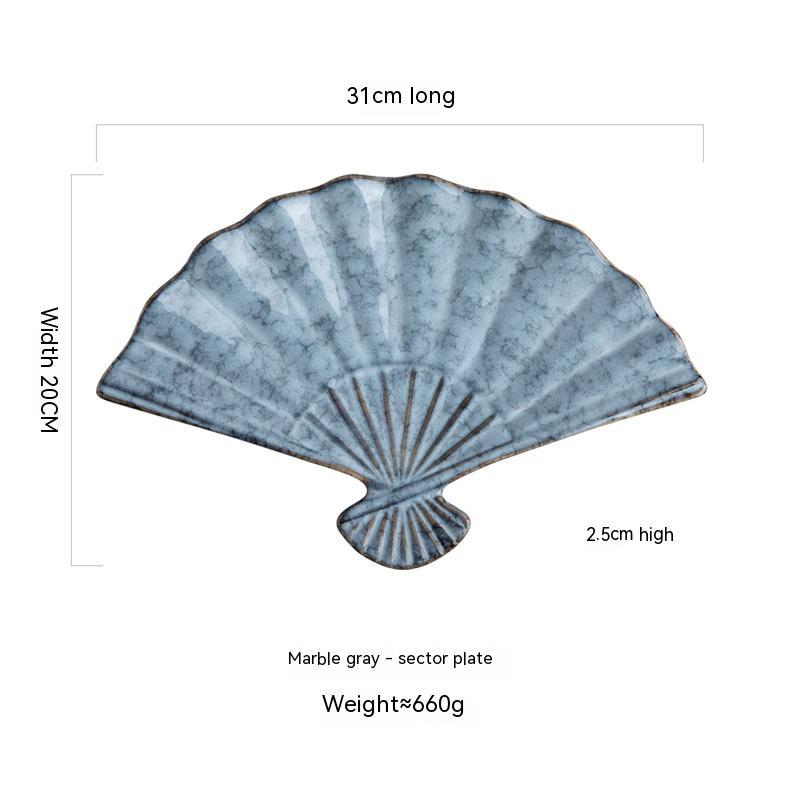 Japanese-style Ceramic Fan-shaped Plate