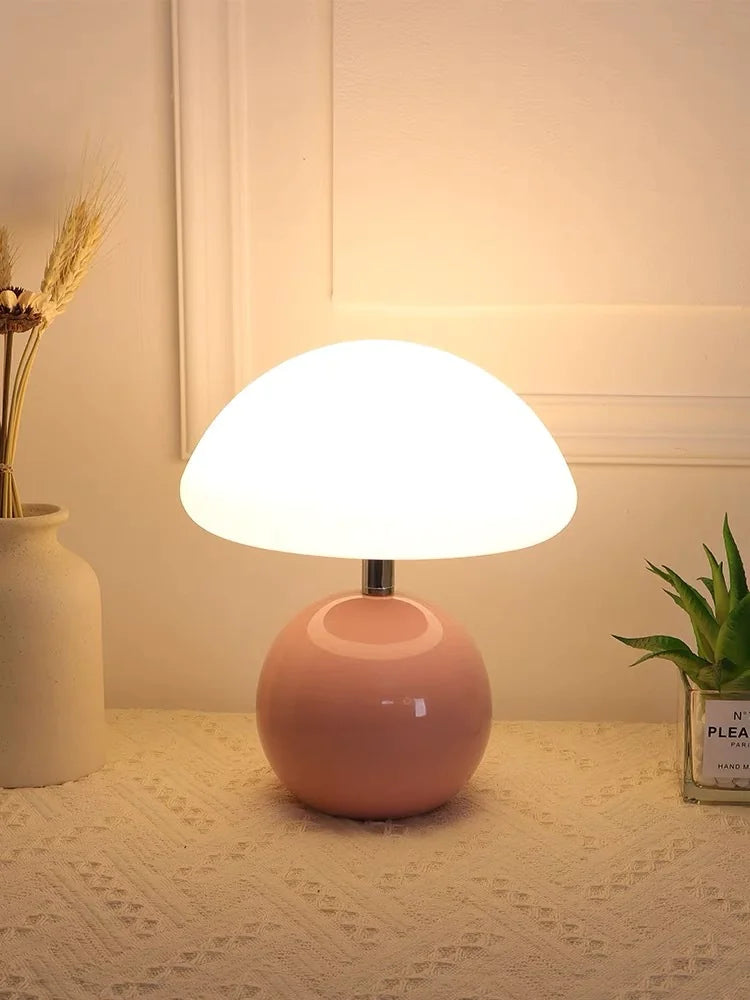 Mushroom Table Lamp Frost Style Eye Protection Bedside Simple Modern Warm
