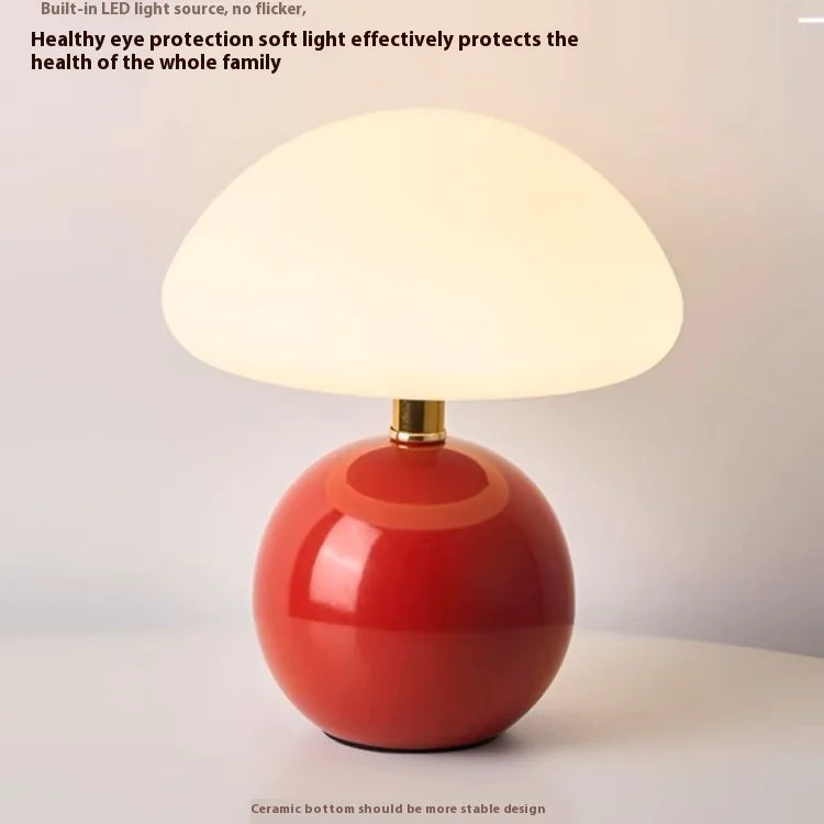 Mushroom Table Lamp Frost Style Eye Protection Bedside Simple Modern Warm
