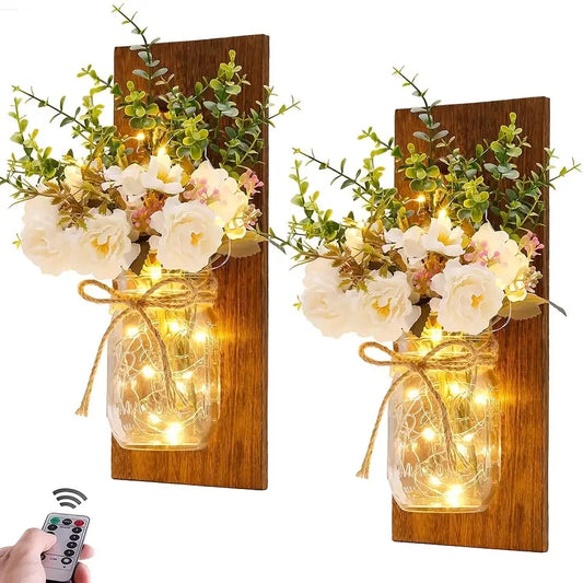 2pcs Set Rustic Wall Decor with LED Fairy Lights