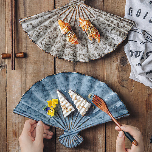 Japanese-style Ceramic Fan-shaped Plate